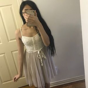 Sz0 American Eagle ballerina dress pink+white lace